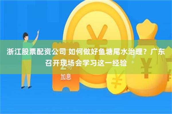 浙江股票配资公司 如何做好鱼塘尾水治理？广东召开现场会学习这一经验