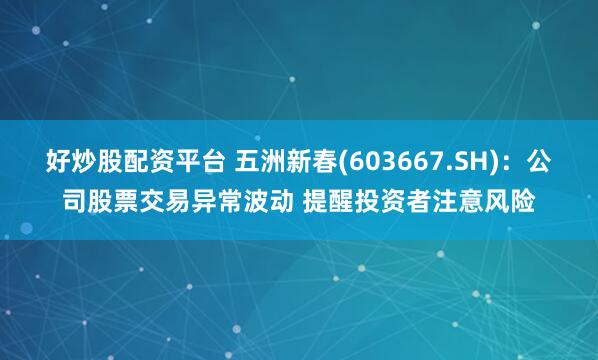 好炒股配资平台 五洲新春(603667.SH)：公司股票交易异常波动 提醒投资者注意风险