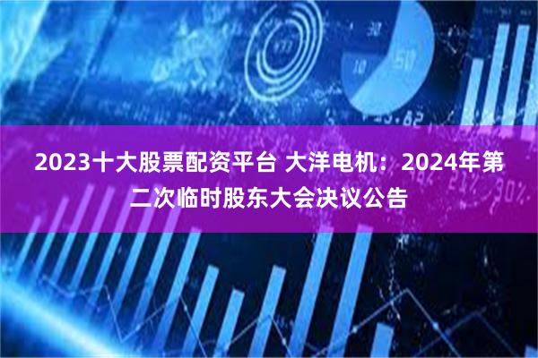 2023十大股票配资平台 大洋电机：2024年第二次临时股东大会决议公告