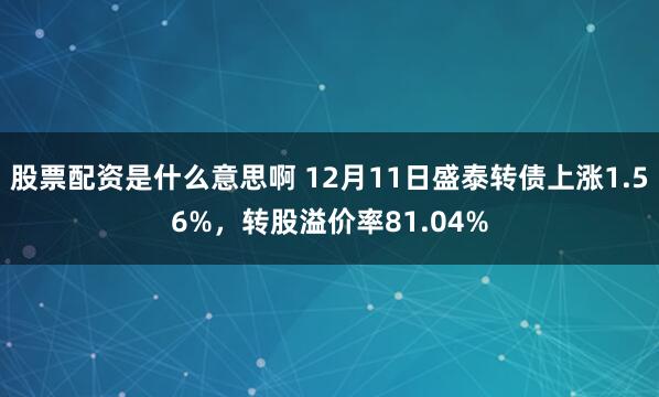 股票配资是什么意思啊 12月11日盛泰转债上涨1.56%，转股溢价率81.04%