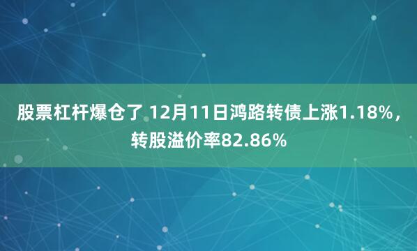 股票杠杆爆仓了 12月11日鸿路转债上涨1.18%，转股溢价率82.86%