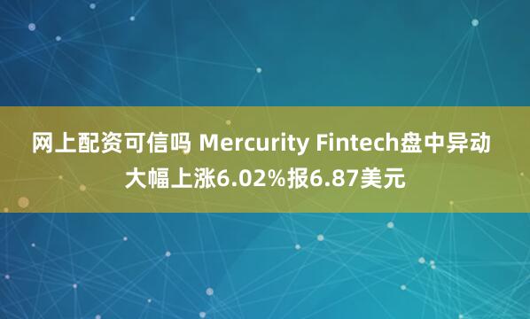 网上配资可信吗 Mercurity Fintech盘中异动 大幅上涨6.02%报6.87美元