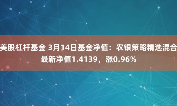 美股杠杆基金 3月14日基金净值：农银策略精选混合最新净值1.4139，涨0.96%